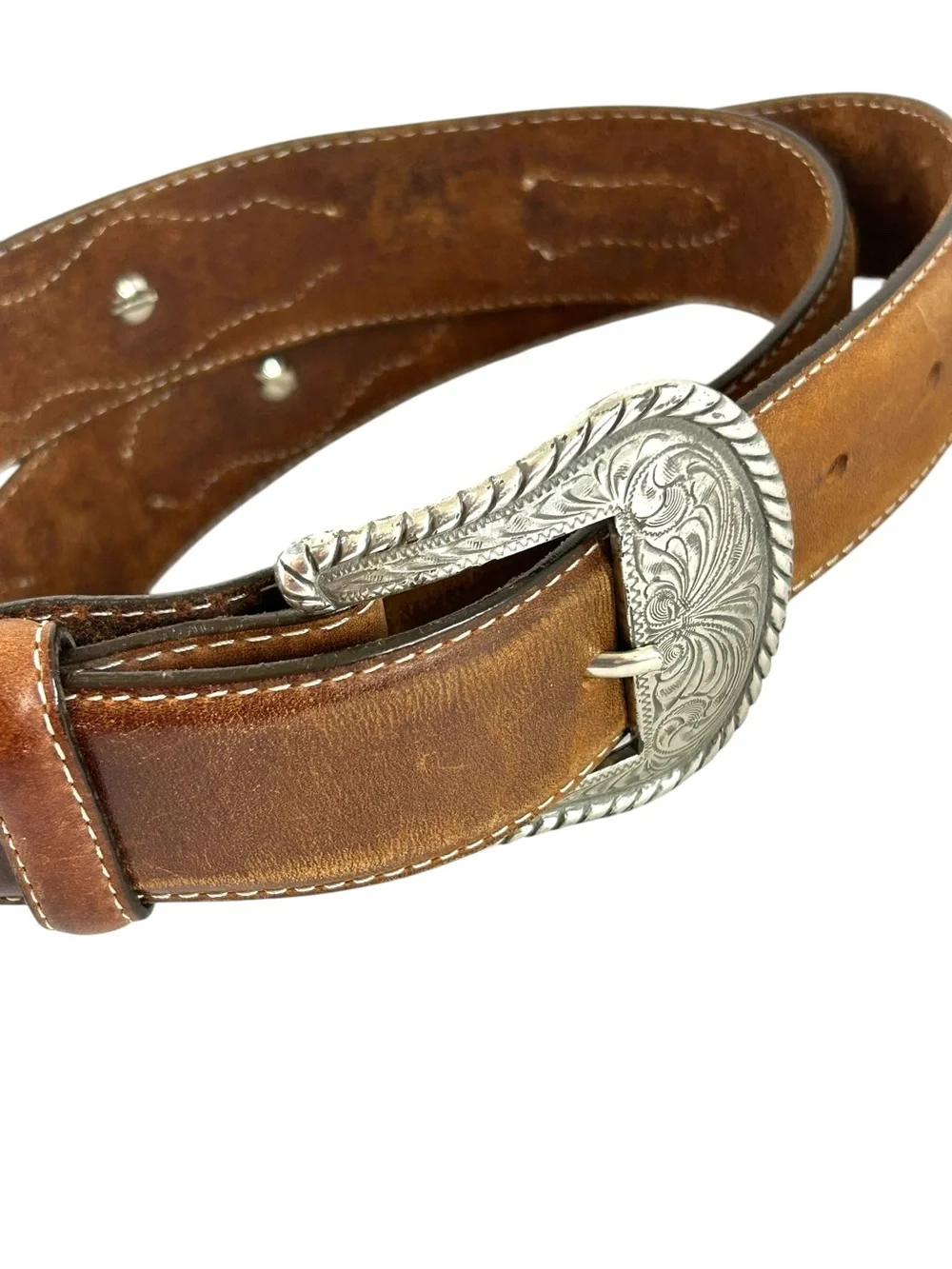 Tony Lama Men's Brown Sierra Madre Belt 34 Style 7269L Silver Buckle Concho